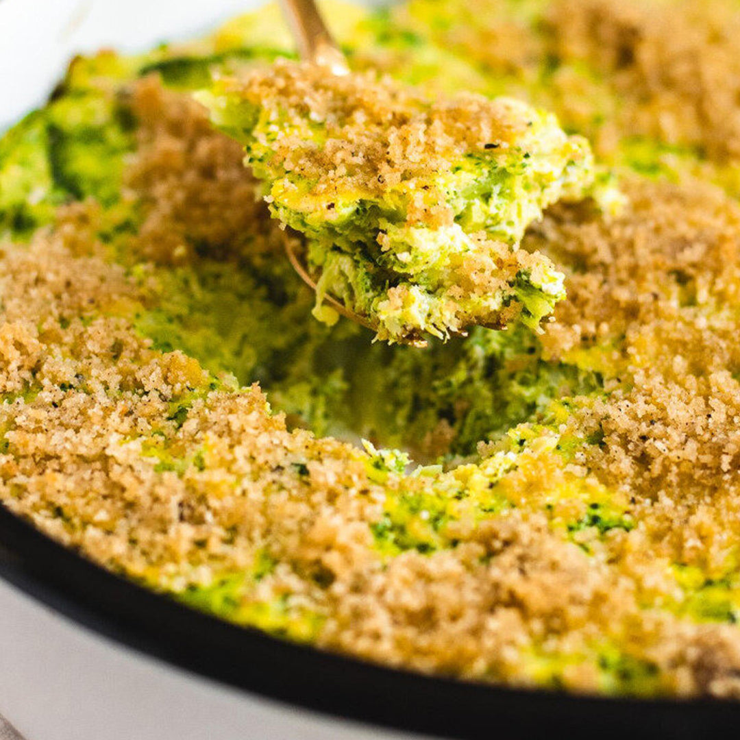 Broccoli Kugel with Cornflake Crumb Topping